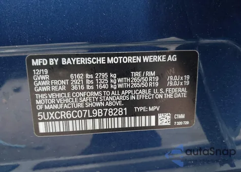 2020 BMW X5 xDrive40I из США, поврежденный, VIN 5UXCR6C07L9B78281